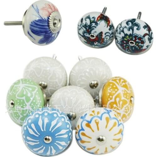 100pcs Diameter 40mm Ceramics Cabinet Pull Cupboard Drawer Handle Knobs Wardrobe Handle With Accessories Furniture Hardware