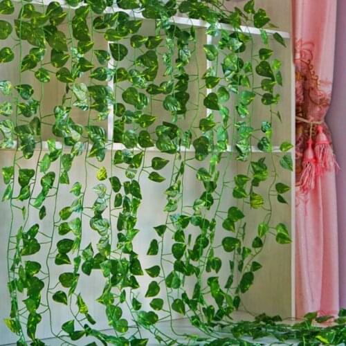 12pcs Leaf 2.1M Home Decor Artificial Ivy Leaf Garland Plants Vine Fake Foliage Flowers Creeper Green Ivy Wreath