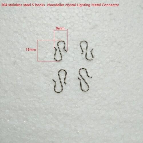 15x9*mm304 stainless steel S hooks crystal connectors Chandelier Crystal metal connectors lighting accessories