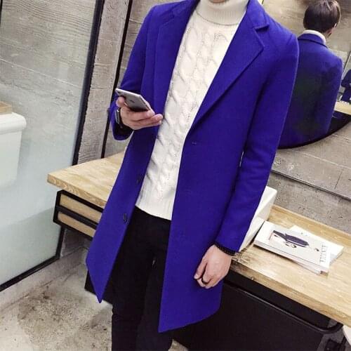 2021 Fashion Men Wool Blends Mens Casual Business Long Trench Coat Leisure Overcoat Male Punk Style Blends Dust Coats Jackets