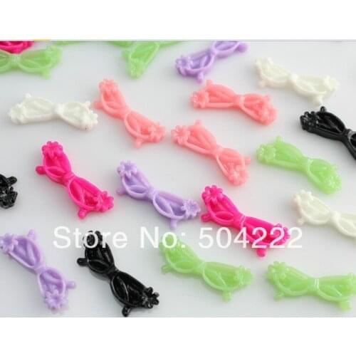 250 pcs lovely eye glasses with flower flatback scrapbooking Cabochons Cell phone decor, hair pin, DIY