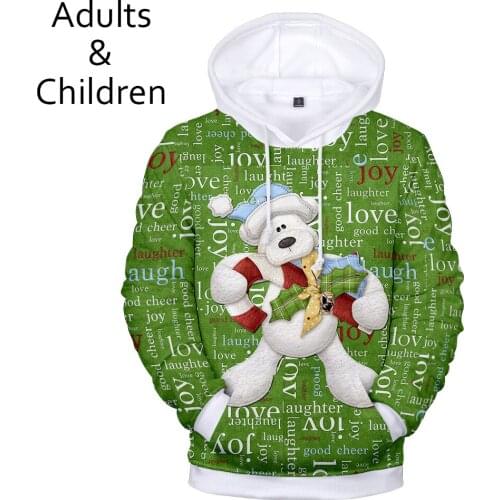 3D Christmas pop cartoon fashion men and women hoodies children new spring and autumn pullovers kids comfortable green hoodie