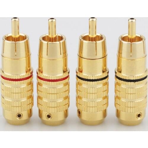 4PCS Audiocrast R009 BRASS Gold Plated RCA Male Plug ADAPTER Connector soldering RCA Male Plug Adapter Solder Audio Video Phono
