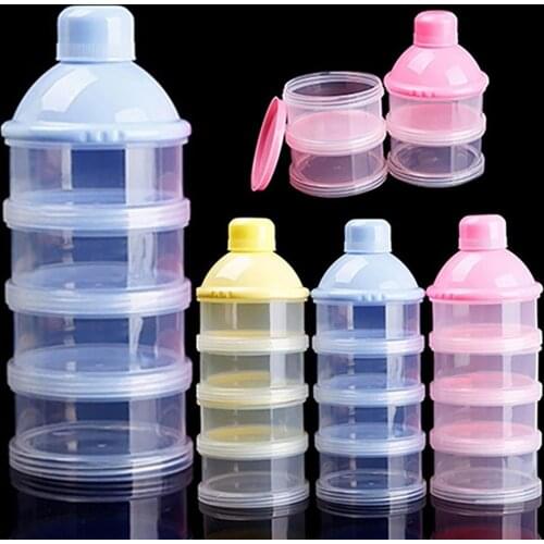 Milk Powder Dispenser 4 Layers Multi-Function Portable Newborn Baby Milk Powder Dispenser for Nursery Food Storage Box