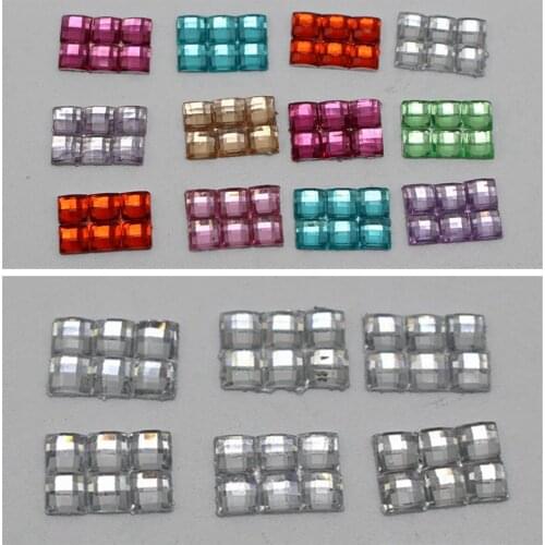 500 Mixed Colour Mosaics 3mm Square Rectangle Flatback Rhinestone Gems 9X6mm