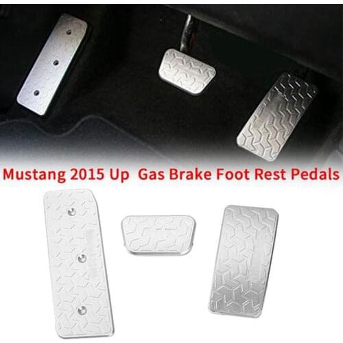 NEW-Aluminum Alloy Car Left Foot Step Pedal Foot Rest Pedal Cover Anti Slip Plate Panel for Ford Mustang 2015 + Car Styling