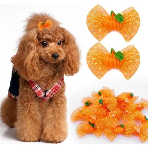50pcs Fall/Autumn/Thanksgiving Pet Dogs Hair Bows Dog Pumpkin Bowknot Bows Hair Accessories Dog Grooming Pet Products