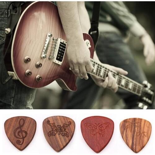 Guitar Picks Plectrum Solid Wood Fingerpicks Musical Instrument Accessories