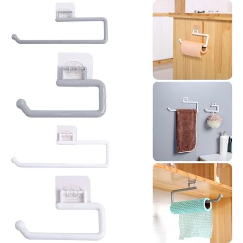 Toilet Paper Roll Rack Stick on Wall Mounted Under Cabinet Bathroom Paper Towel Holder Kitchen Paper Towel Holder Self Adhesive