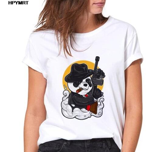 Tshirt Women Funny Bandit Panda Printing t shirt Female Casual tee Summer Short sleeve O-neck Clothes Top T-shirt Femme Clothing