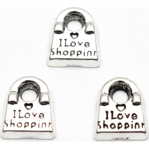 Hot selling 10pcs/lot silver I like shopping floating charms living glass memory floating lockets diy jewelry pendant