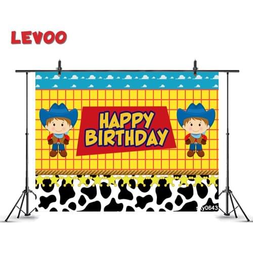 LEVOO Cartoon Backdrop Western Cowboy Birthday White Cloud Photography Photobooth Printed Shoot Props Vinyl Photo Background