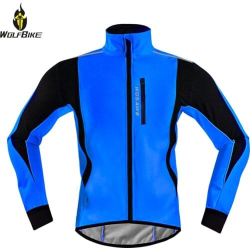 WOSAWE Winter Cycling Jackets Reflective Waterproof Thermal Fleece Warm Up Mountain MTB Bike Jersey Wind Coat Bicycle Jackets