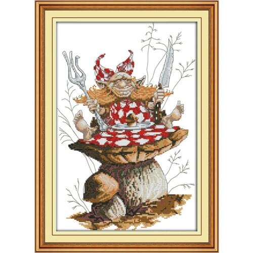 Dine cartoon animal mushroom cross stitch kit 14ct 11ct count print canvas stitches embroidery DIY handmade needlework