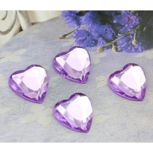 Set of 100pcs 3D Fauceted Acrylic Heart Bling Rhinestones/Gems flatback red purple color 20mm-YZ0072