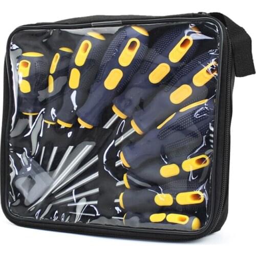 Screwdriver Set, Assorted, 10-Piece, Magnetic Screwdrivers Cross/Slotted Screwdriver Set with Magnetizer, Carrying Bag