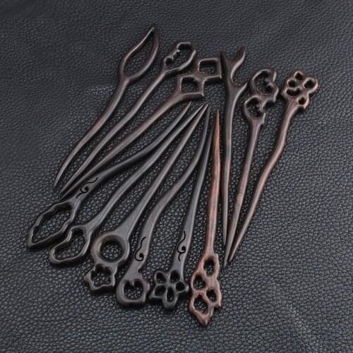 Natural Black Sandalwood Hair Sticks For Women Girl Vintage Long Bamboo Hairpin Chinese Style Hair Accessories Jewelry Headwear