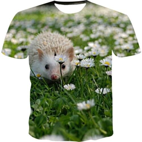 2020 new 3D T-shirt hedgehog pattern casual cool T-shirt 3D printing 3D printing quick drying T-shirt