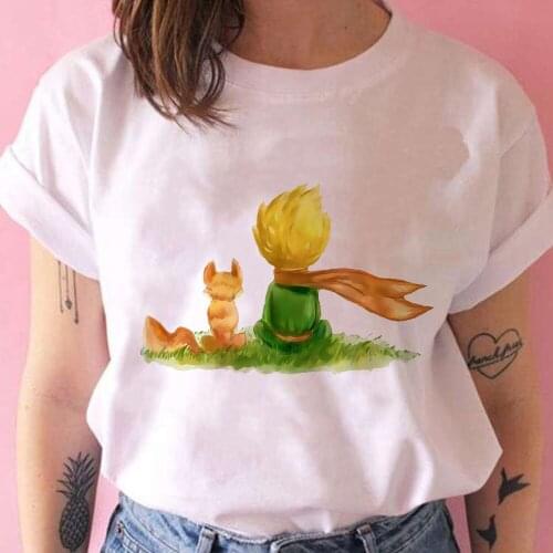 2021 New T-shirt Womens Lonely Fairy Tale Space Little Prince T Shirt Ladies Hipster Versatile Clothes Animation Fox 90s Tshirt
