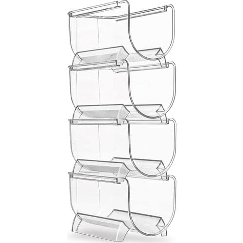 New Refrigerator Wine and Water Bottle Rack, 4-Piece Stackable Plastic Wine Rack Storage Box