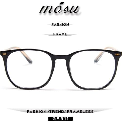 MOSU Anti Blue Light Glasses For Men Women TR90 Screen Protection Glasses Retro Oval Eyeglasses Pure Titanium Temples