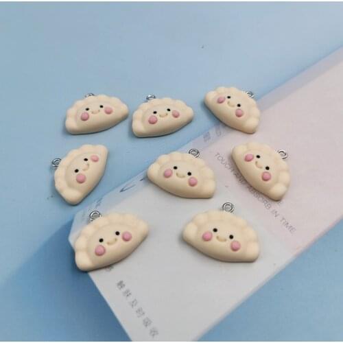10pcs New Smiling Face Dumpling Resin Lovely Charms Jewelry Findings Handmade Cute Floating Pendant for Earings Accessory C338