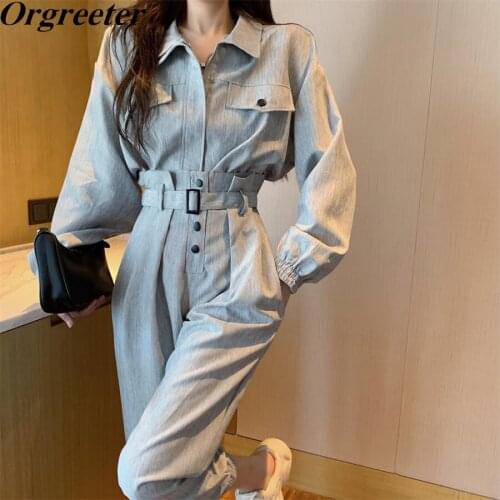 Casual Loose Safari Style Pants Two piece set Women Autumn New Zipper Coat Outwear Tops +Ruched Slim Waist Belt Pants Suits