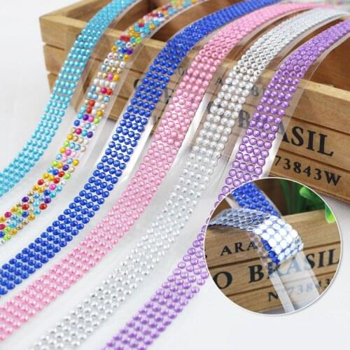 Crystal Colorful Acrylic Rhinestone Roll Sticker Self-Adhesive Ribbon Tape Stickers for Scrapbooking Decoration Arts DIY Supply