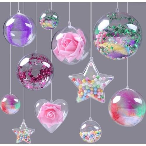 Transparent Christmas Balls Ornament Plastic Clear Hanging Ball Bauble Candy Xmas Tree Merry Christmas Decorations Sale 10Pcs