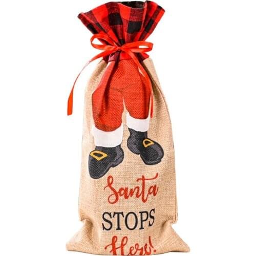 Christmas Wine Bottle Covers, Santa Claus Climbs Red Wine Bottle for Xmas Party Table Home Decorations