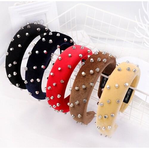 Vintage Pun Rivet Hair Band For Women Sponge Headband Girls Hair Accessories bandeau cheveux haarband diademas para el pelo