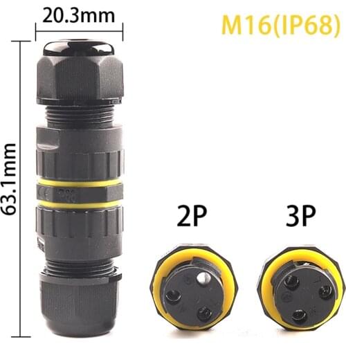 IP68 Waterproof Connector M16 2 /3 Pin Electrical Terminal Wire Adapter Connector Screw and Solderless connector for LED Light