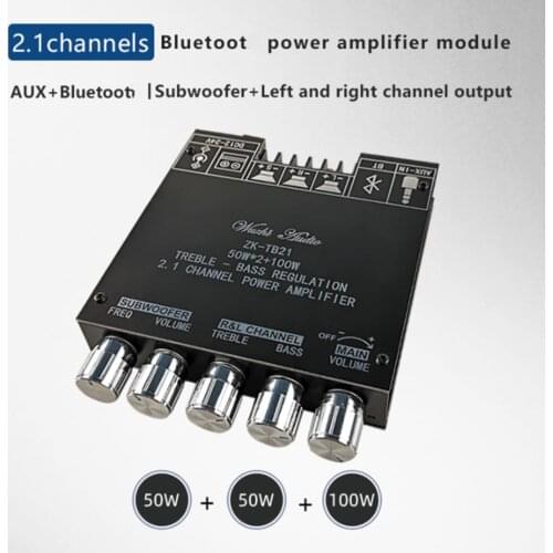 ZK-TB21 TPA3116D2 Bluetooth compatible 5.0 subwoofer amplifier board 50WX2+100W 2.1 channel power audio stereo