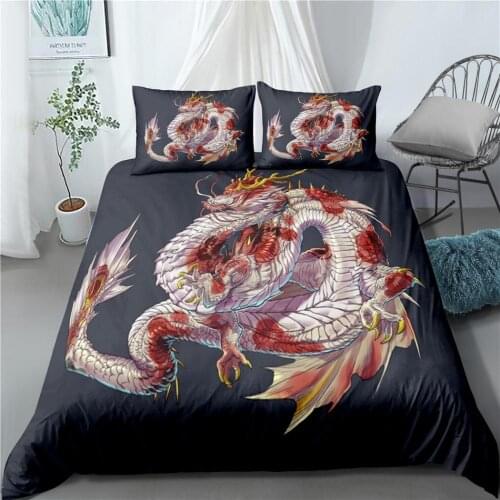 2/3 Piece Dragon Bedding Sets Animals Luxury Quilt Cover Queen King Size Bed Linen Sets Kids Comforter Cover Bedroom Duvet Cover