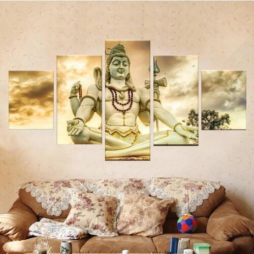 5 Piece Wall Art Canvas Painting Figure Pianting Six-handed Buddha Poster Modern Decoration Home Living Room Poster Picture