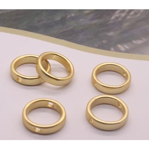 Vacuum plating gold circle connector matte round coil spacer Beads for making jewelry accessories 12mm 5pcs