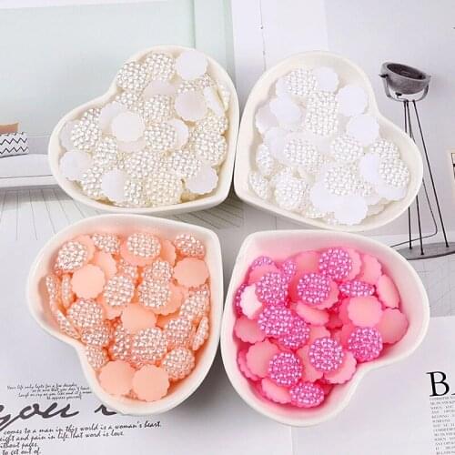 4Color 100Pcs/Lot Multi Size Fullstar Shape Craft ABS Resin Flatback Half Round Pearls Flatback DIY Scrapbook Beads Accessories