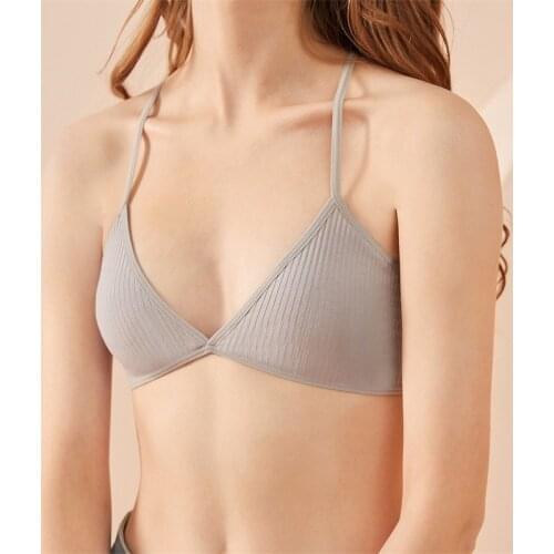 Seamless Sexy Cotton Women Bra Femme Underwear Wireless Crisscross Back V Neck Bras Comfort Ladys Cotton Bralette For Girls