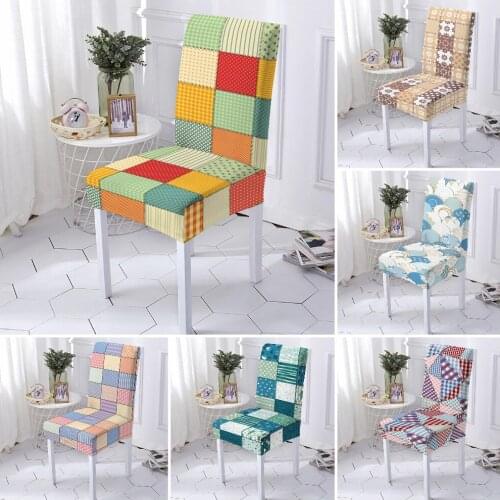 Plaid Chair Covers Spandex Dining Chair Slipcover Long Back Elastic Stretch for Hotel Banquet and Wedding 1/2/4/6 Pieces