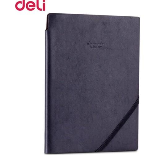Deli classic soft PU leather cover business notebook for school office writing supply elegant travel diary book custom Logo gift