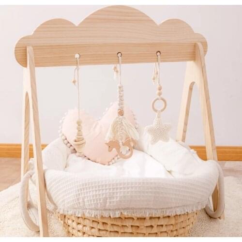 Lets make Baby Play Gym Frame Clouds Shape Crochet Star Pendant Stroller Hanging Pendants Toys Nursing Rattle Toys Room Decor