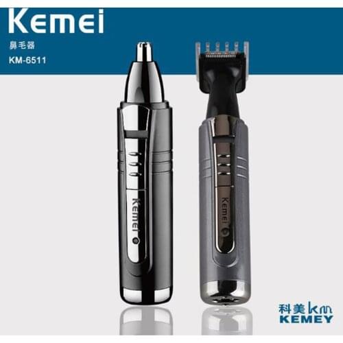 Kemei hair trimmer KM-6511 2in 1 rechargeable nose hair trimmer beard trimmer sideburn trimmer portable size