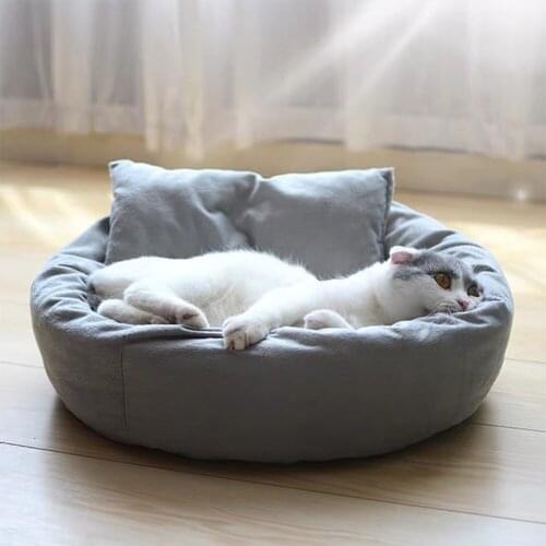 Pet Cat Lounger Sofa Egg Tart Shaped Bed PP Cotton Kitten Nest Soft Plush Cat Mats Dog Mattress Pet Supplies Panier Pour Chien
