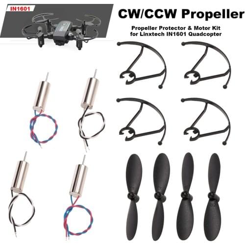Linxtech IN1601 RC Drone Mini Drone Parts CW/CCW Propeller Blade Propeller Protector Motor Kit