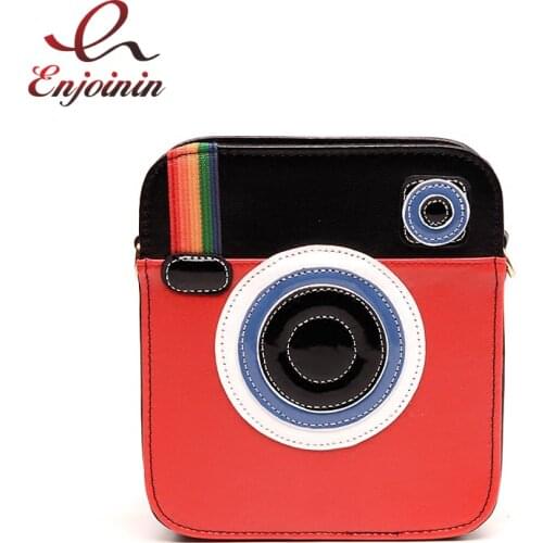 Fashion camera design pu leather cartoon striped chain purse ladies shoulder bag handbag crossbody messenger bag flap 2 colors