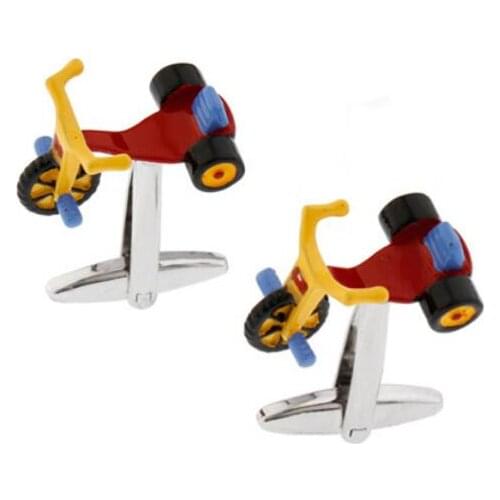 Mens Cute Cufflinks Quality Brass Material Muti-color Children Tricycle Design Cuff Links Wholesale & Retail