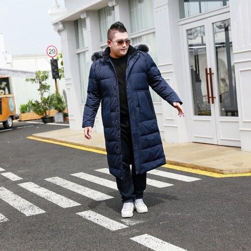 Mens Long Over-the-knee Fox fur Collar coat Extra Large size M-13XL 14XL Loose Thick new coat Suitable For 195kg Mens jacket