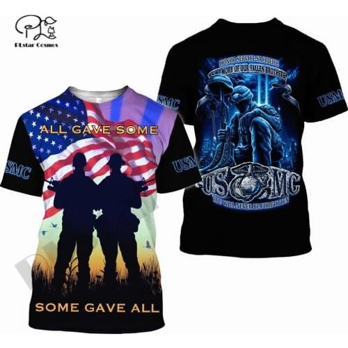 PLstar Cosmos 3DPrinted Newest Army Veteran Soldier Art Unisex T-Shirt Shorts Sleeve Funny Unique Harajuku Streetwear Style-1