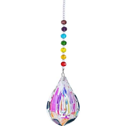 H&D Rainbow Maker Sun Catcher Feng Shui Crystal Suncatcher for Window with 76mm Large Chandelier Crystal Prism Drops Home Decor