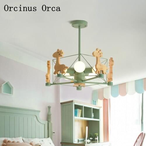 Nordic modern simple giraffe chandelier boys girls bedroom childrens room lamp creative personality LED color ceiling lamp